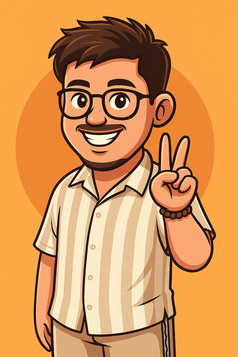 Krisna Dwi Setya Adi cartoon illustration representing creative problem-solving approach